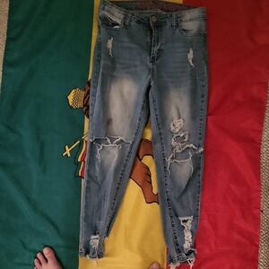 Trendy Distressed Light Blue Skinny Jeans